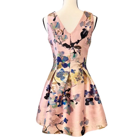 Designer Alberto MAKALI SATIN FLORAL COCKTAIL prom dress women’s size 4 small - Picture 6 of 12